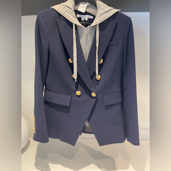 $695 Veronica Beard Miller Dickey Jacket Blazer Navy gold Double Breasted Sz 4 - Picture 7 of 16